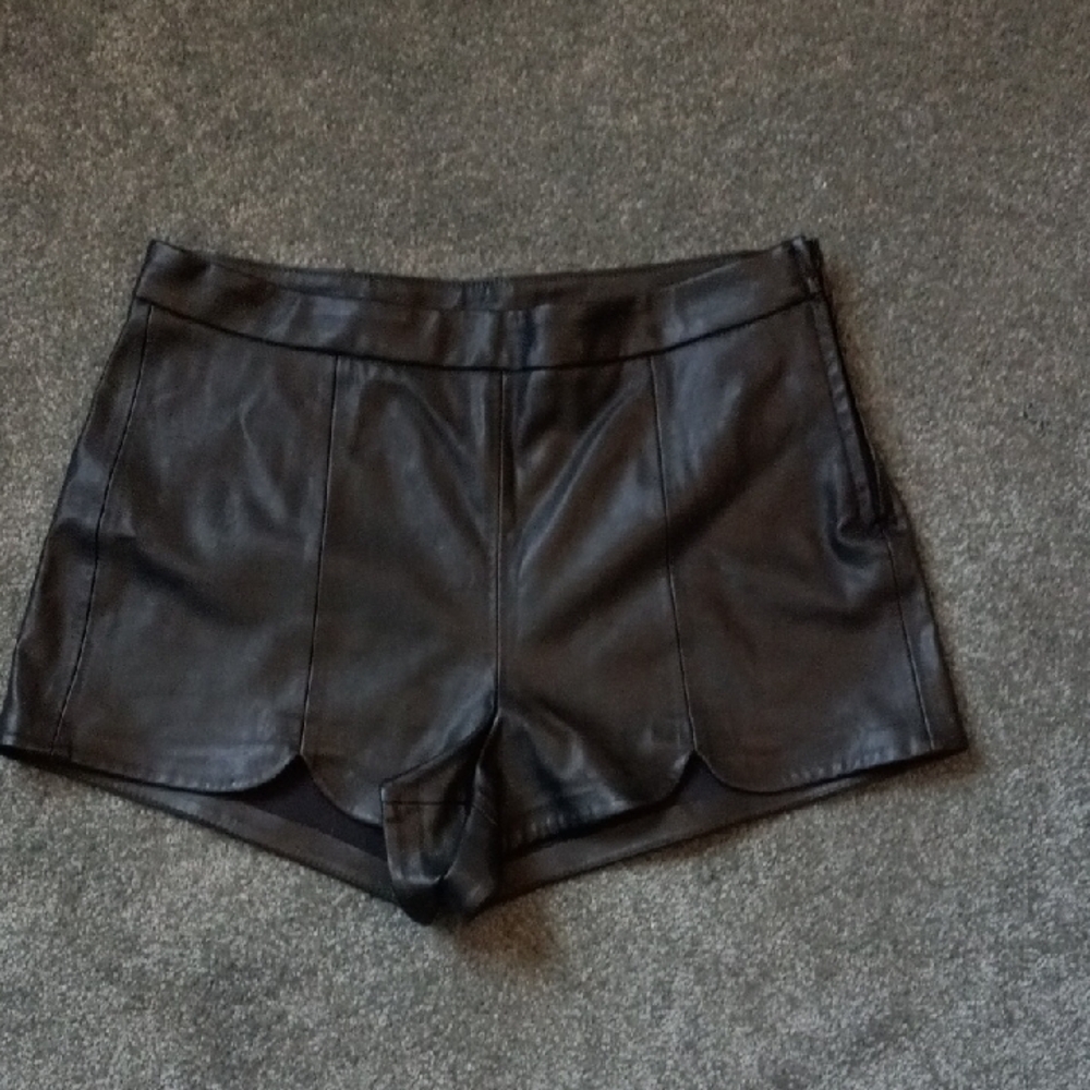 H&M Black High Waist Leather Shorts